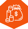 Money bag and stacked money icon