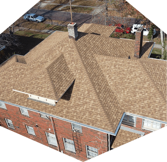 asphalt shingle roof on an apartment complex