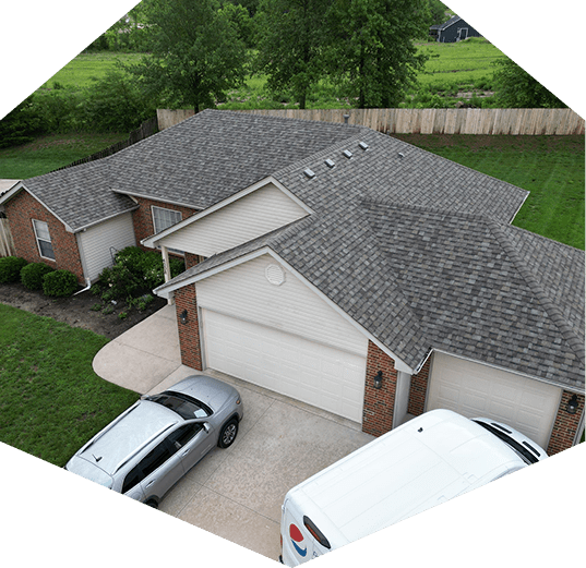 aerial image of residential roof