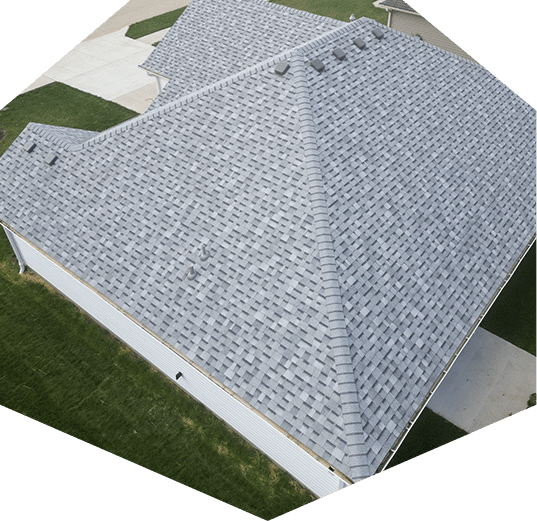 aerial image of gray residential roof