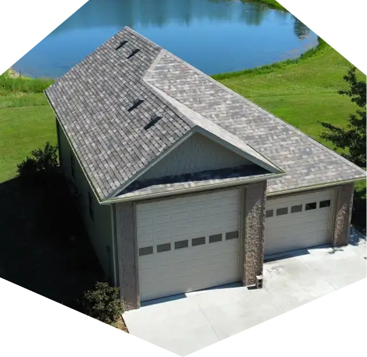 Garage with fresh roof replacement