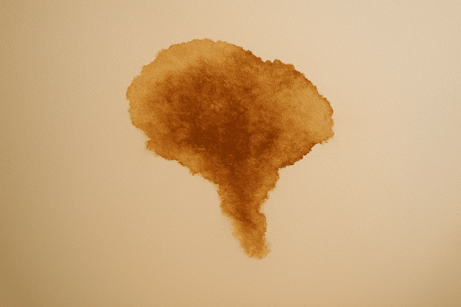 A brown stain on ceiling in a residential home