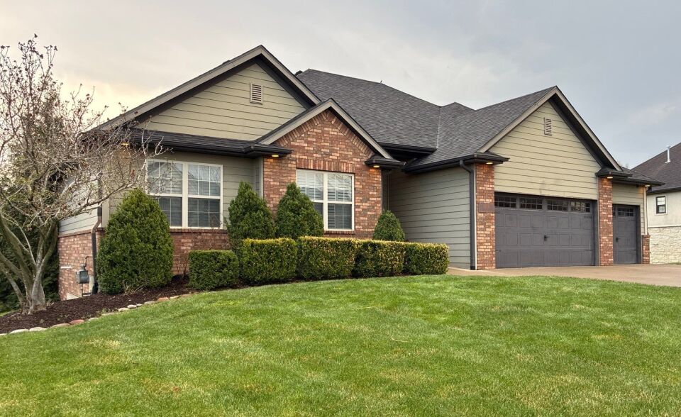 Modern house with landscaped yard
