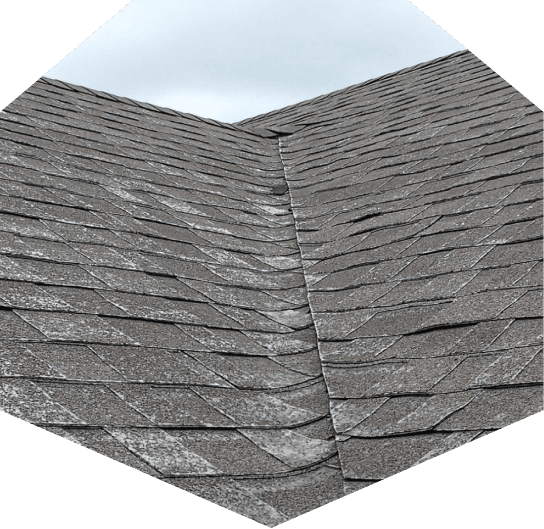 Gray shingles on a sloped roof